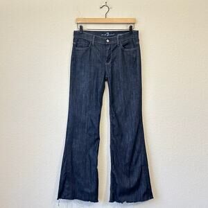 7 For All Mankind Ginger Flare Jeans Blue Frayed Bratz Y2K *ALTERED*